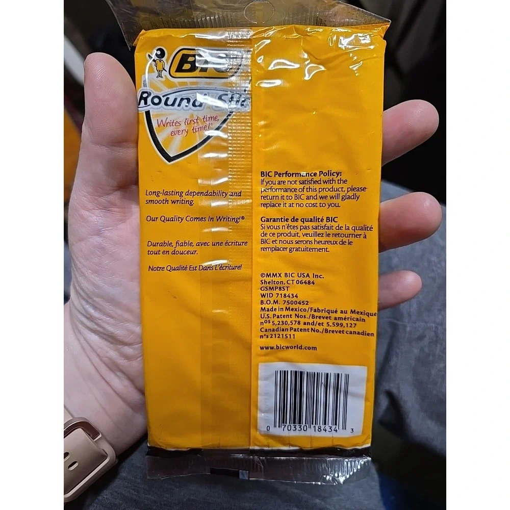 BIC Round Stic Ball Pen Medium 1.0 mm Black Pack of 8 - Brand New 4 Packs Total